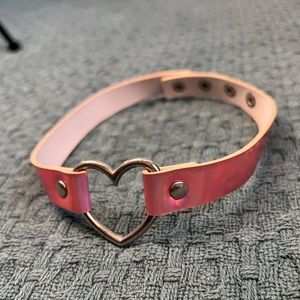 Pink heart choker